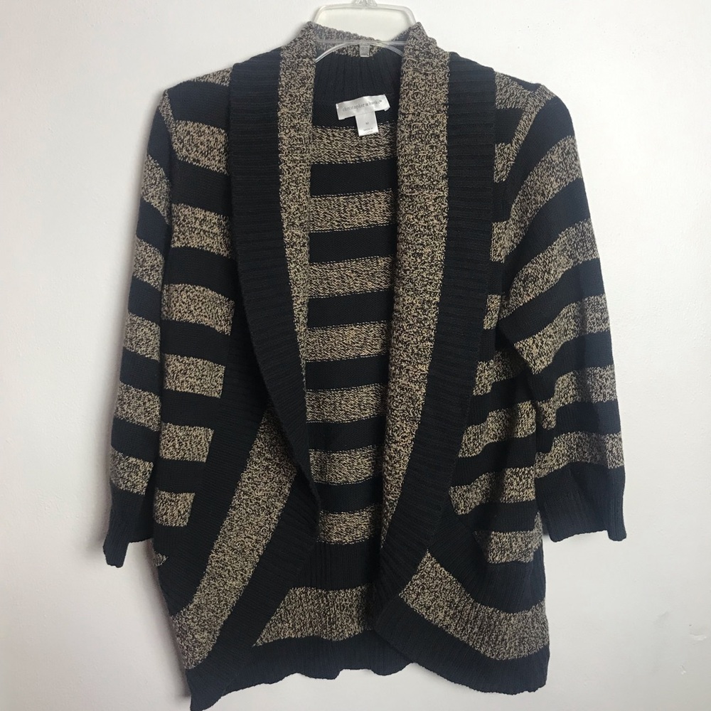Christopher & Banks Oatmeal Striped Cardigan